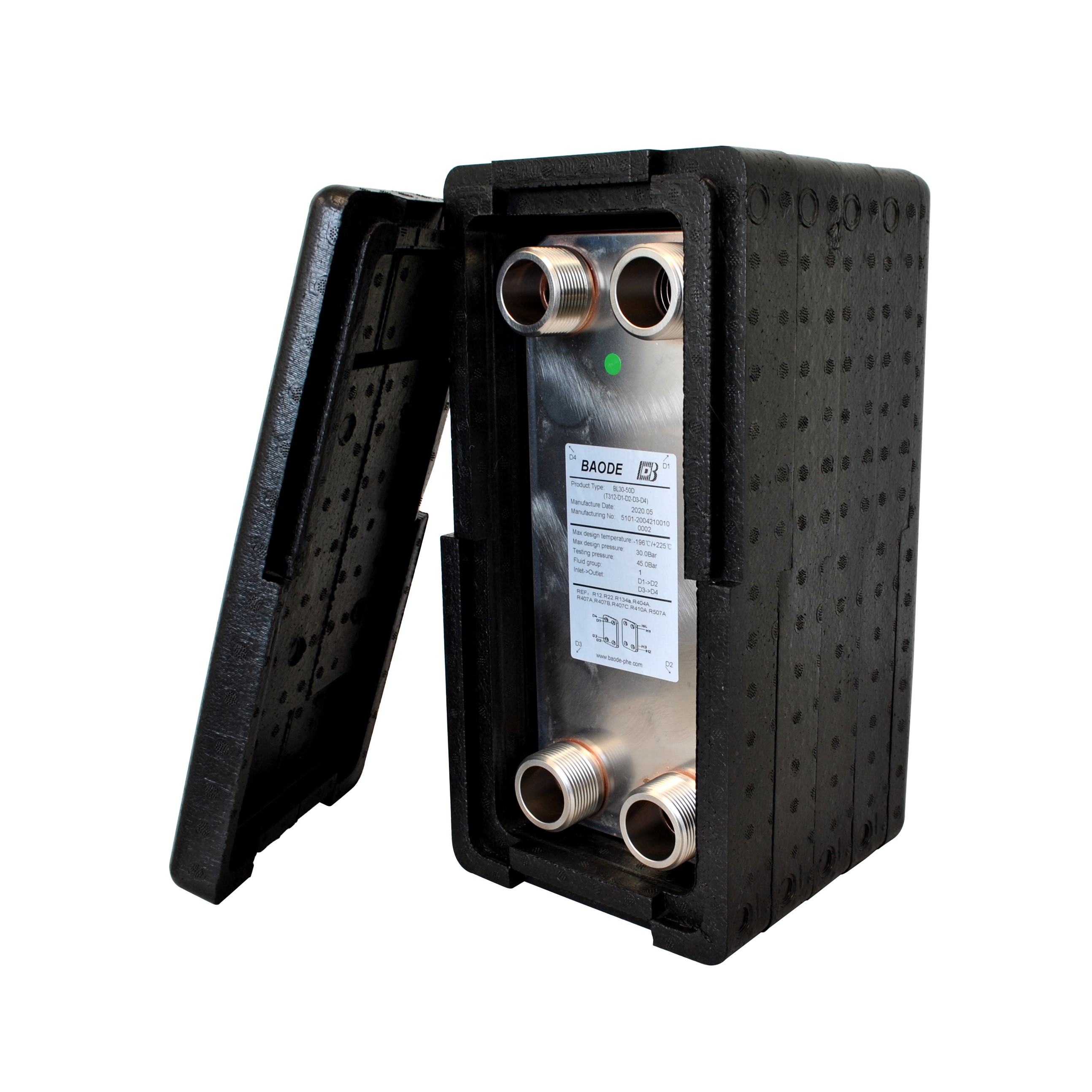 Baode BL26C Flat Plate Heat Exchanger - 50 Plate With Insulation Kit - 1.25"