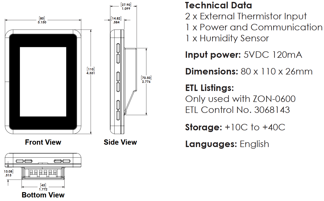 HBX THM-0600 Tech data and dimensions